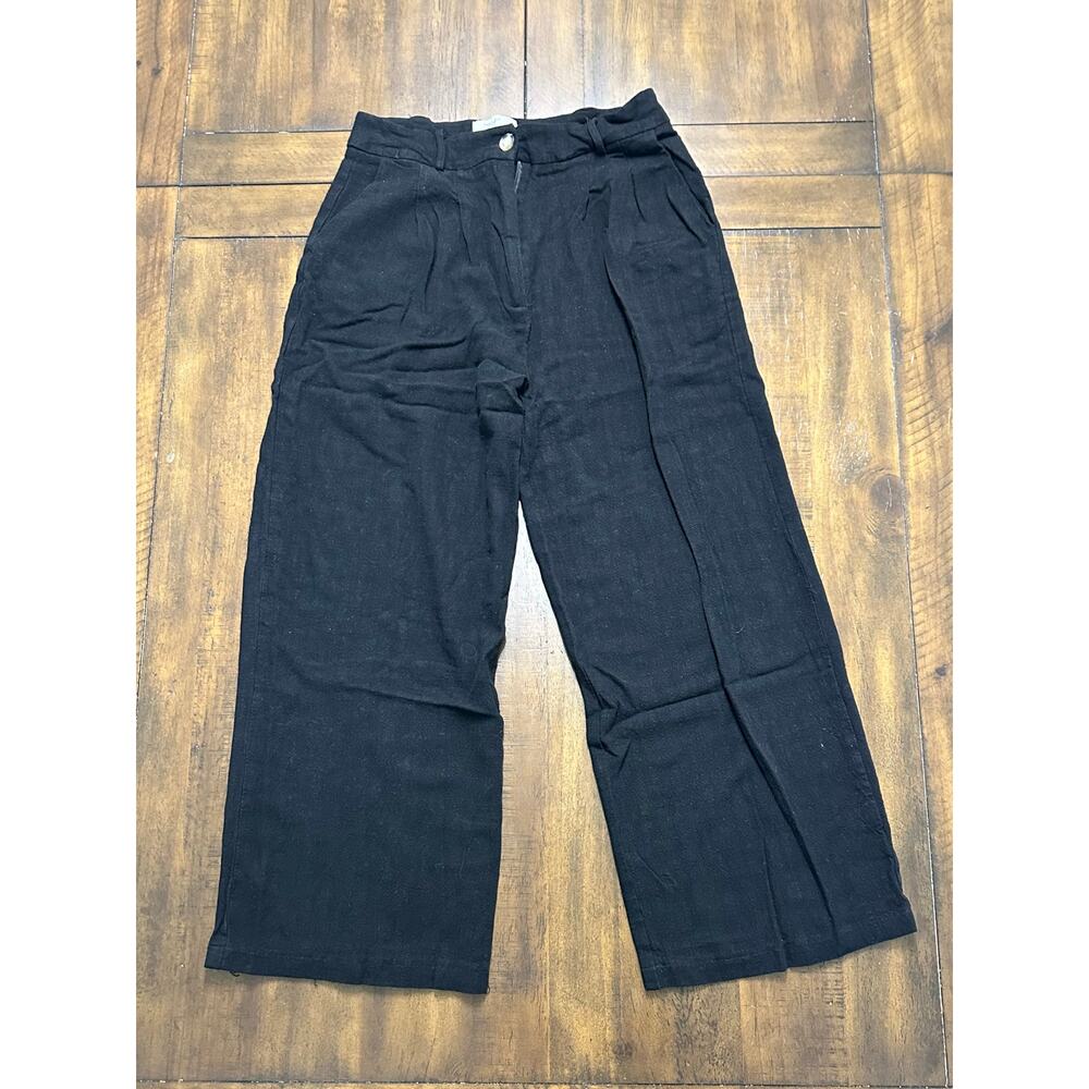 The Native One Black Pleated High Rise Wide Leg Pants Casual Trouser Medium